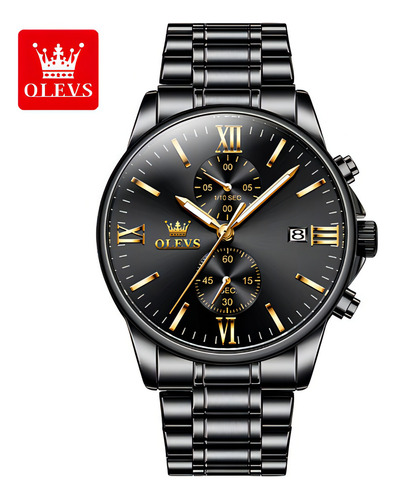 Reloj Olevs De Acero Inoxidable Para Hombre Con Calendario Y Color Del Fondo Stainless Gold