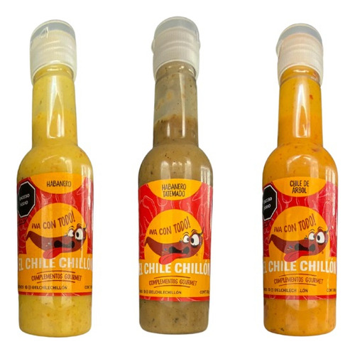 Salsa Picante El Chile Chillon. Pack Onocerlas. 3 Pzas