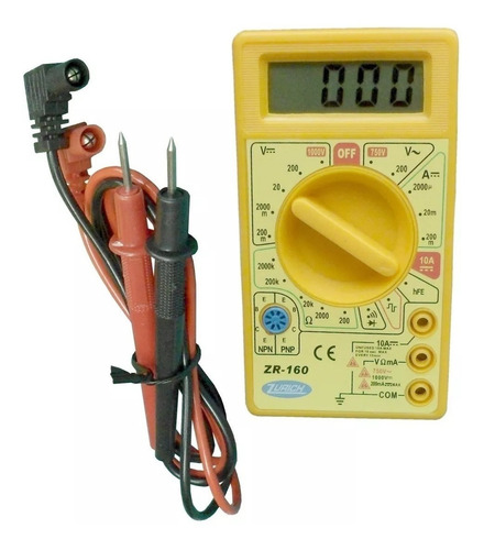 Imagen 2 de 5 de Tester Multimetro Digital Zurich Zr-160 C/ Buzzer + Puntas