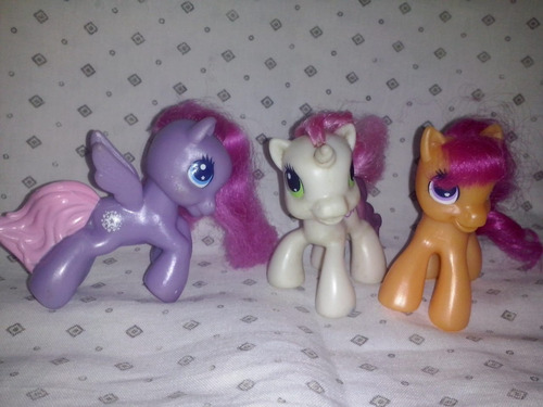 3 Pequeños  Pony  Hasbro Miden De Alto 7 Cm  En Buen Estado 