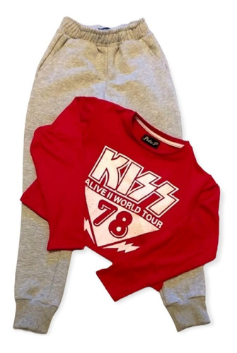 Conjunto Remera Modal Kiss + Babucha Frisa - Piedrap