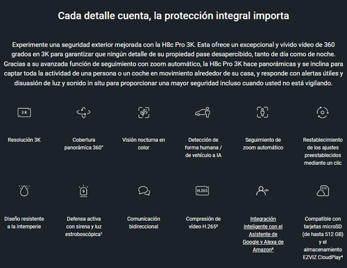 Cámara Seguridad Pt Wifi H8c Pro 3k Auto-tracking Ezviz
