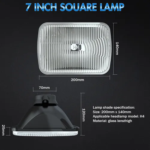 C0d Qcg Carcasa De Faro Cuadrada De 7 Pulgadas,9003/h4 Led
