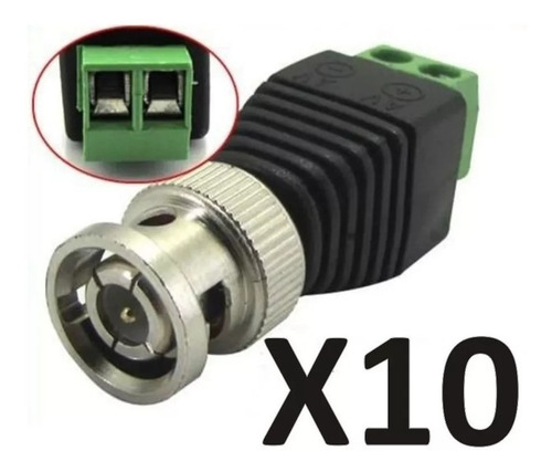 Imagen 2 de 2 de Conector Plug Balun Bnc Macho Con Bornera Cctv Camaras X10