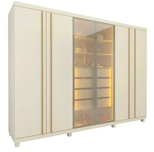 Guarda-Roupas Casal 6 Portas com Pés E Led Absolut Ah Off White - foto 1