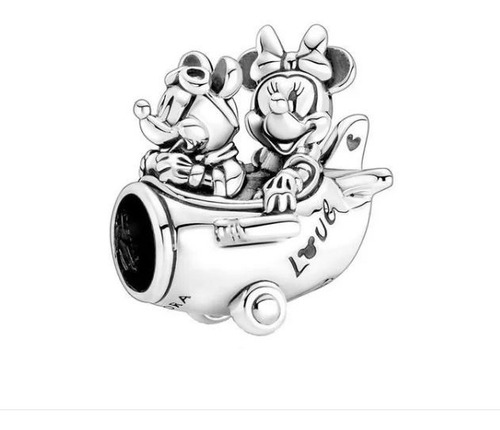 Charm De Plata Para Pandora Avión Minnie Y Mickey 24a 