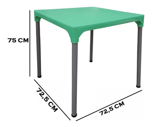 Combo Jardín: 2 Sillas Plásticas Apilables Diseño Malba Y 1 Mesa Lupe - Patas De Caño Pintadas En Color Aluminio - Rossi
