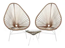 Comprar Combo 2 Sillas Acapulco+mesa Acapulco C\u002Fvidrio Blanco-marron