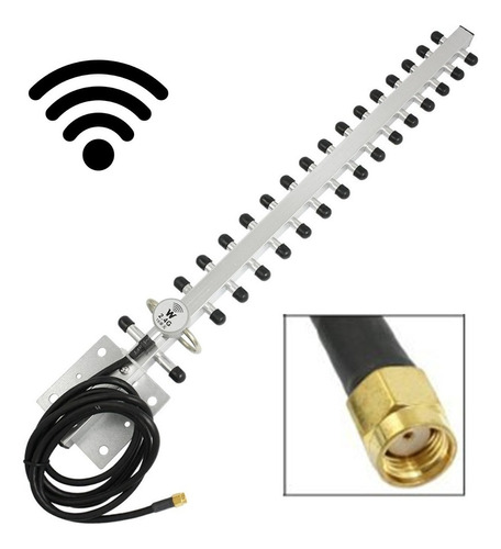 Antena Wireless 25dbi Direcional Yagi 2.4 Ghz Wifi 4g Rp-sma