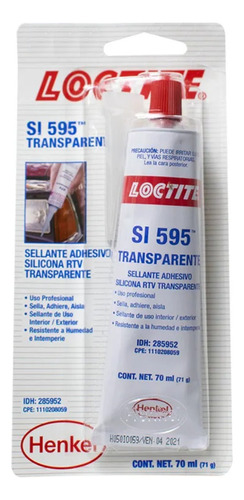 Loctite Sellante Rtv Silicona Transparente Si 595 X70ml