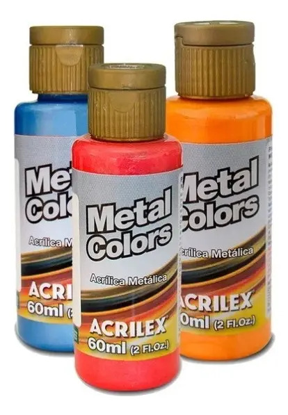 Tinta Metal Colors Acrílica Metálica 60ml Acrilex Cor Azul Mar