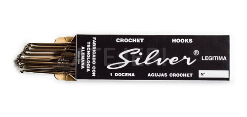 Agujas Crochet De Acero Marca Silver Caja Por 12 Unidades