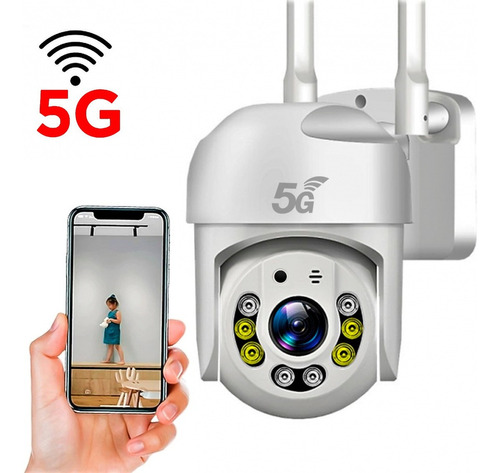 Camara Wifi Exterior 5g Visión Nocturna Ycc365 Doble Antena Color Blanco