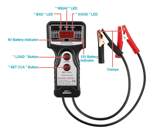 Allsun Automotive Bateria Carga Probador 6 V 12 Led Voltaje