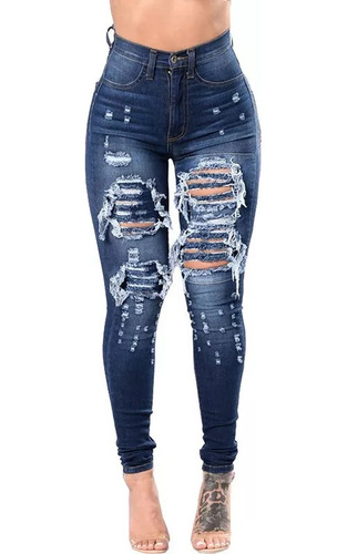 Pantalones Vaqueros Ajustados Para Mujer, Jeans Rotos, Jeans