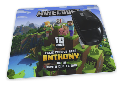 Pad Mouse Minecraft Mensaje Personalizado Antideslizante