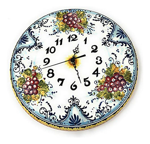 Reloj De Pared Italiano De Cerámica Con Diseño De Uvas Pinta