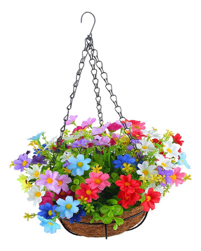 Flores Artificiales En Cesta Colgante, Maceta Para Colgante