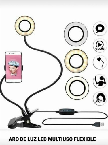Lampara Aro De Luz Led Celular Soporte 2 En 1 Tiktok