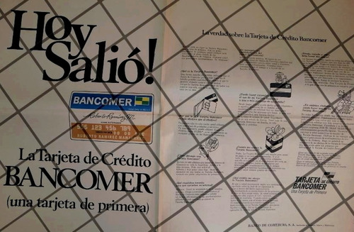 Cartel Publicitario Bancomer Lanza Tarjeta De Credito 1969