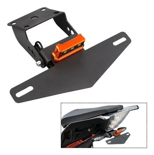 Porta Placa Para Moto Ktm Duke 125 200 250 390 Con Luz