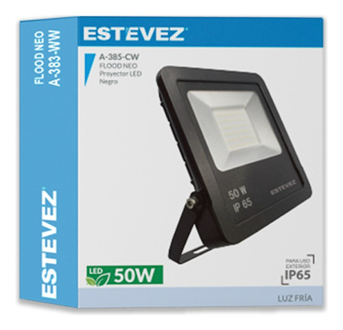 Reflector Led 50w, 6500k, Negro, Ip65 Estévez Pack 4 Pza