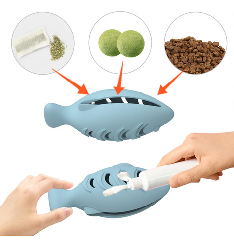 2 Fish Shape Cat Toys Cat Toy Food Dispenser Feeder Food