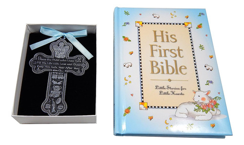 Baby Boy Primera Biblia Y 4 Pewter Bautismo Guardian Angel C