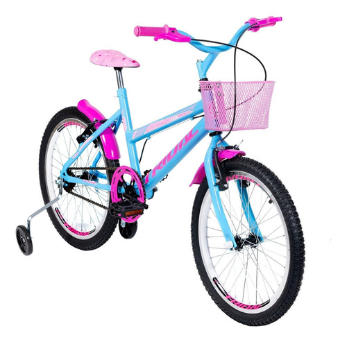 Bicicleta Aro 20 Feminina Infantil Roda Lateral Azul Jbwt