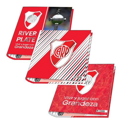 Carpeta Mooving Nº3 River Plate Redondo Escolar 3 Ganchos