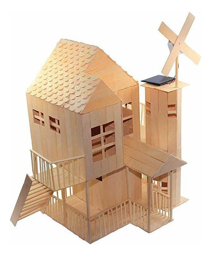 Pica Toys - Casa De Madera 3d Con Molino Solar Y Luz Eléctri