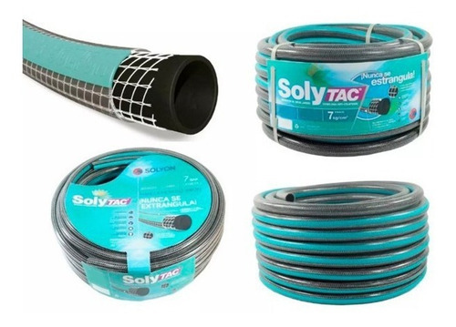 Imagen 2 de 2 de Manguera Riego Reforzada 3/4 X 50 Mts Anticolapsable Solytac Color Negro / Verde