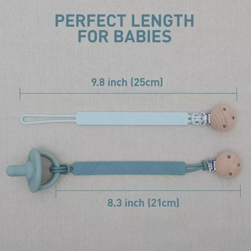 Soporte de clip de silicona para chupete para bebé, niño y niña, se adapta  a la mayoría de mordedores de chupetes y juguetes pequeños en su lugar, sin