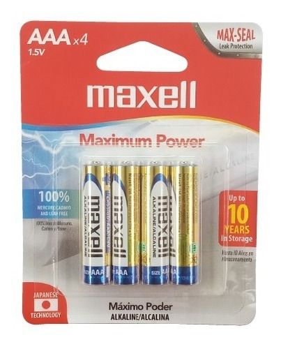 Pila Bateria Alcalina Aaa 4bp Maxell