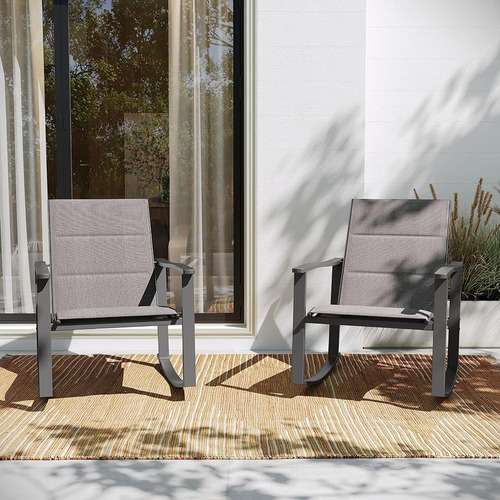 Flash Furniture Brazos Set De 2 Mecedoras De Exterior Grises