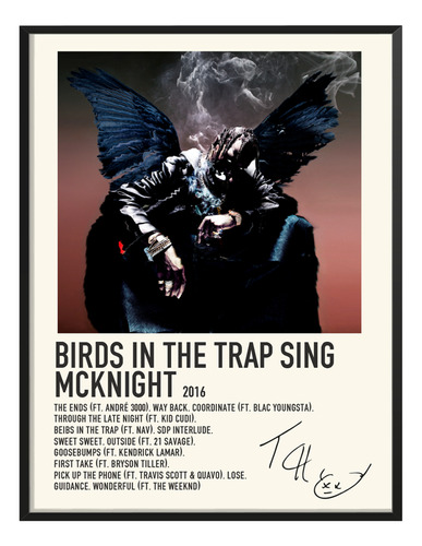 Poster Travis Scott Album Tracklist Birds Trap Sing 120x80