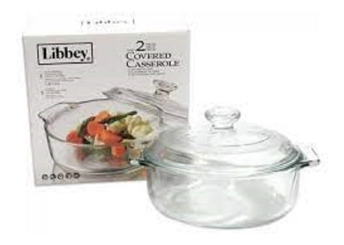 Imagen 1 de 5 de Fuente Con Tapa Libbey Redonda 2 Litros Horno Y Microondas