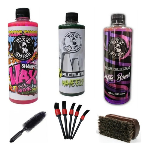 Kit Lavado De Auto Carroceria Llantas Toxic Shine