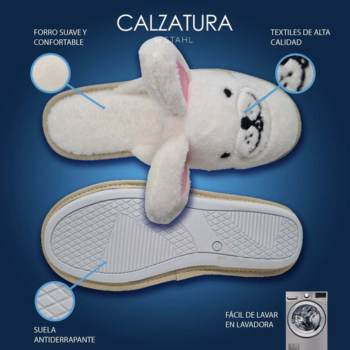 Pantuflas Conejo Mujer Calzatura Textil E-10057 100% Lavable