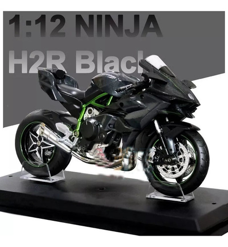 C Kawasaki H2r Miniatura Moto Metal Con Luz Y Sonido 1:12