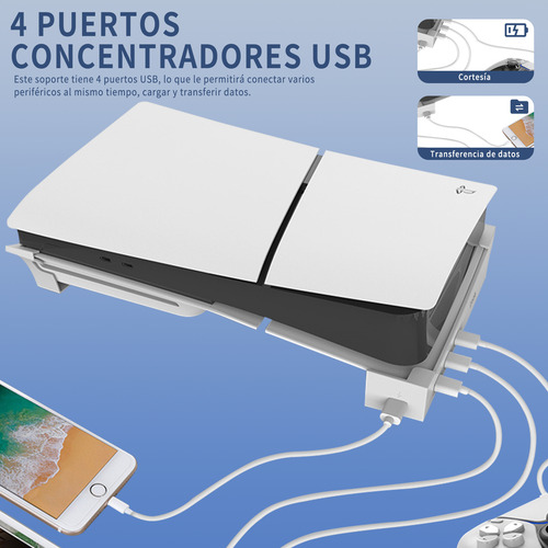 Soporte Horizontal Con 4 Usb Para Consola Ps5 Slim/pro
