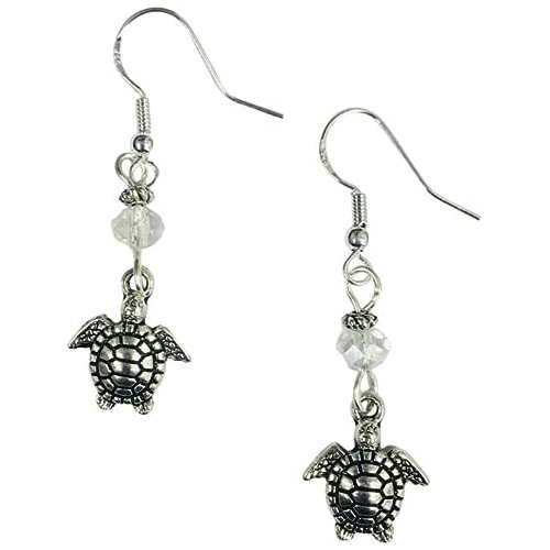 Sea Or Earrings With A Clear Faceted Bead Silver Earwires