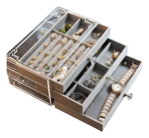 Caja De Almacenamiento Con Cajón Para Joyas De Múltiples Cap
