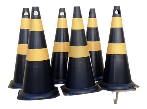 Kit Com 6 Cones Sinalização  Rígido 75cm Frete Grátis