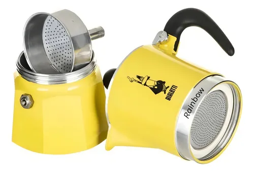 Cafetera Bialetti Rainbow 3 Cups automática amarilla italiana
