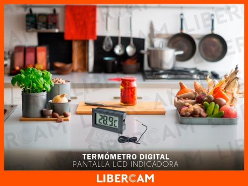 Imagen 9 de 10 de Termometro Digital Pantalla Lcd Heladera Cava Cable 1 Metro