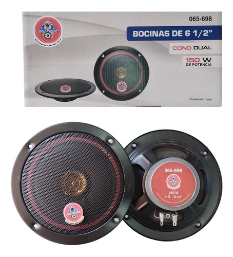 Juego Bocinas Cono Dual 6.5 Mega Power 065-698 150 Watts Color Negro