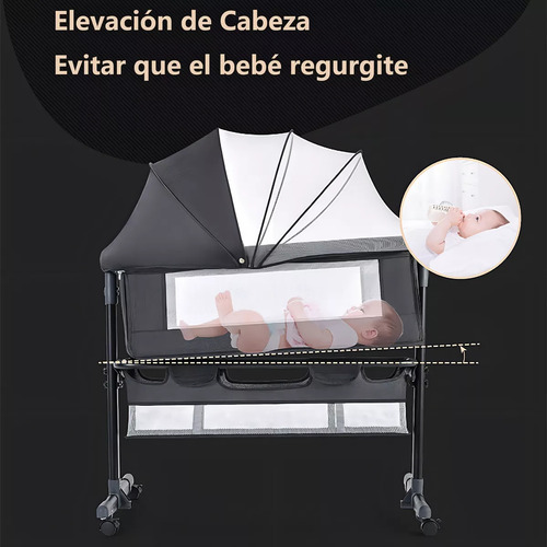 Cuna De Bebe Cama Para Bebe Con Ruedas Y Corral Colecho C968 Negro Color Negro