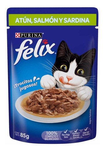 Felix Alimento Para Gato Atun, Salmon, Sardina En Salsa 85gr