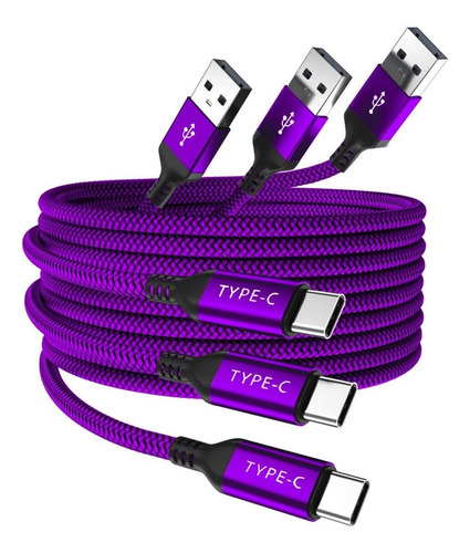 Cable De Cargador Usb Tipo C Paquete De 3 1.5 / 3.3 / 6.6ft,